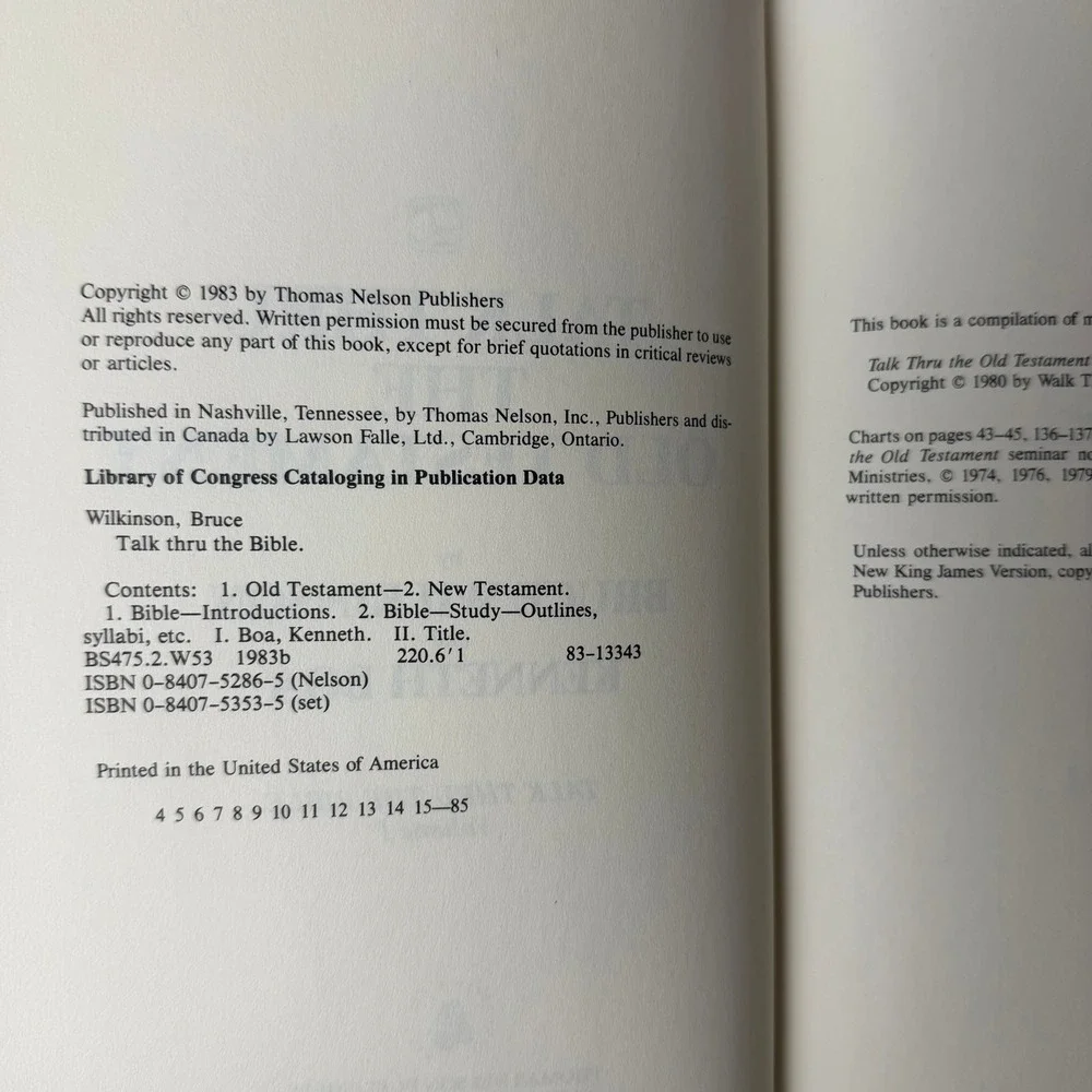 Talk Thru the Old Testament Hardcover Book 1983 Study Guide Volume I Religious